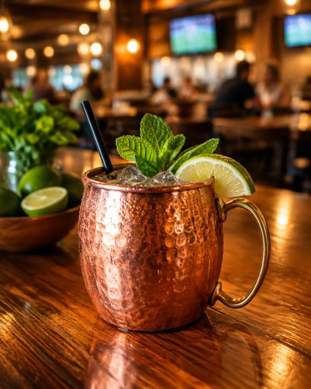 Copper mug cocktail with citrus and mint at Copper Still